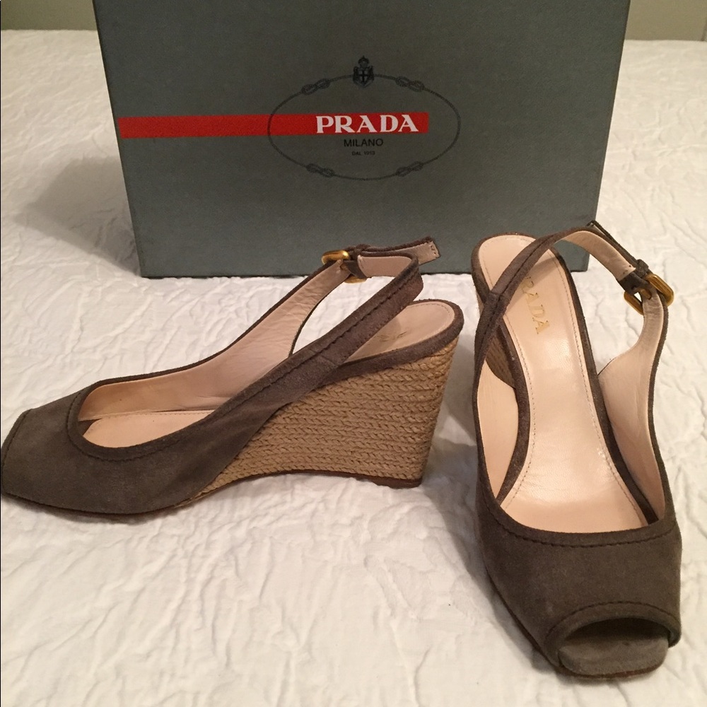 Prada peep toe wedges